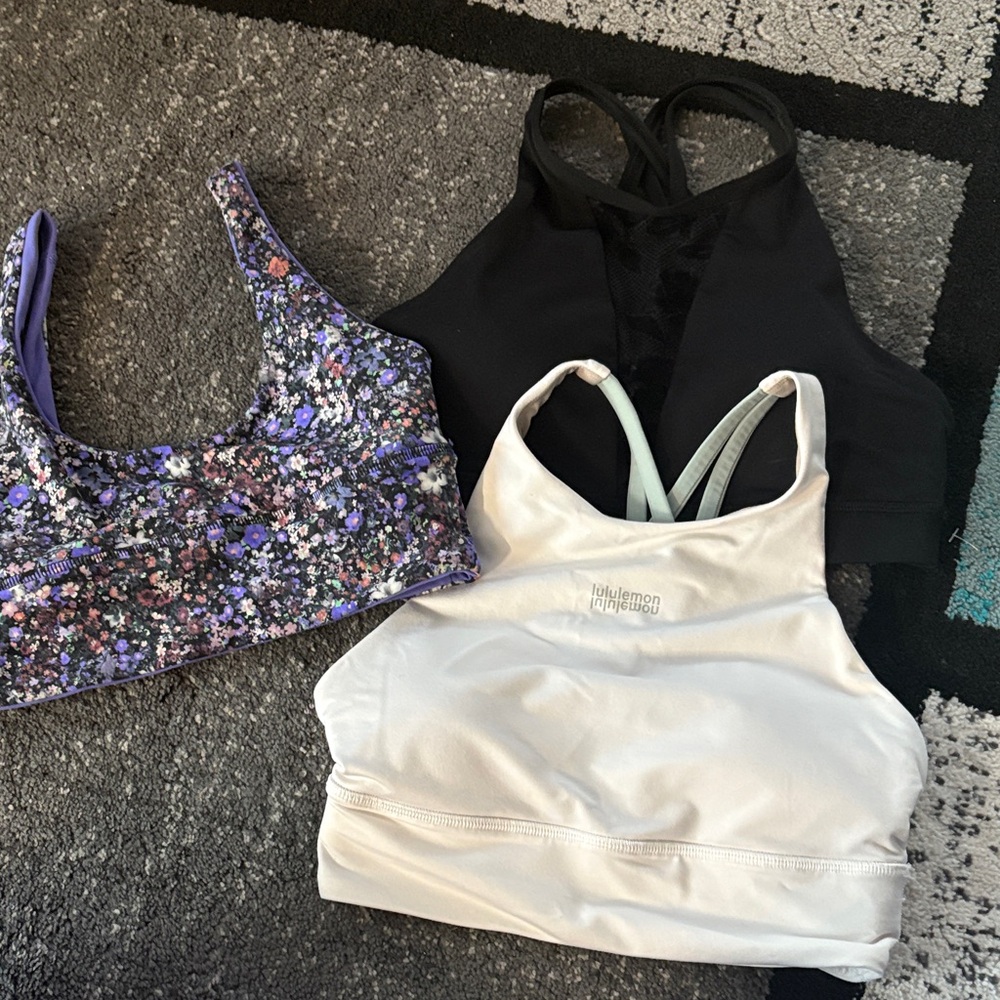 lululemon athletica Black, Floral, and White Sports Bras